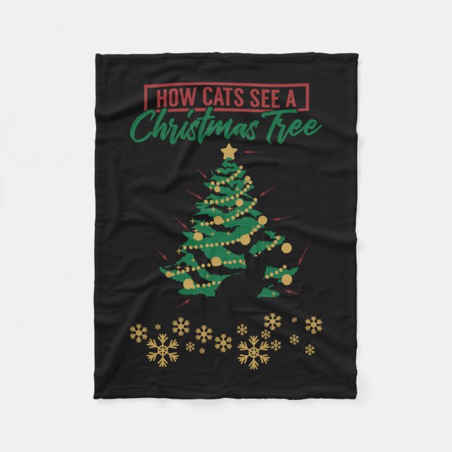 Jul: Katt Se Julgran Gift Idea Fleecefilt (Framsidan)