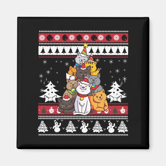 Jul katt träd magnet (Framsidan)