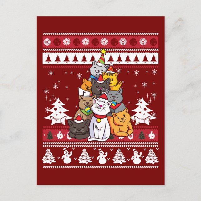 Jul katt träd vykort (Framsida)