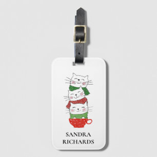 Jul Katter Cup Scarves Röda Gröna Tecknad Söt Bagagebricka