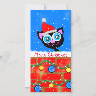 Jul Kattunge Designade Bok Mark Julkort