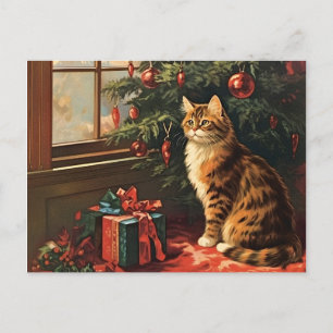 Jul Kattunge i fönstret Helg Vykort