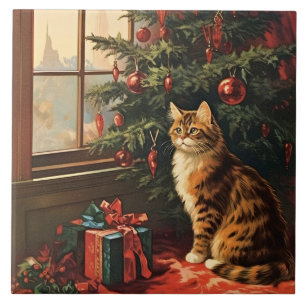 Jul Kattunge i fönstret Kakelplatta
