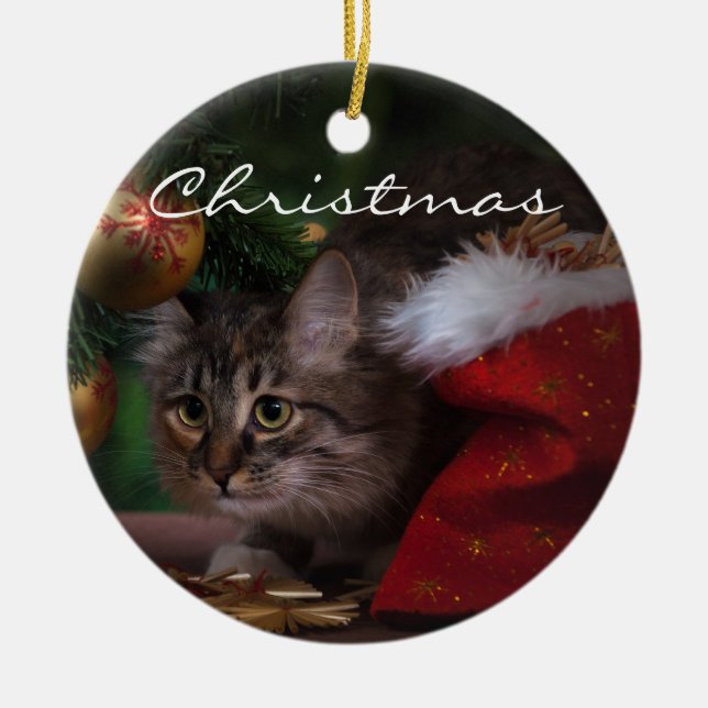 Jul Kattunge Julgransprydnad Keramik (Framsidan)