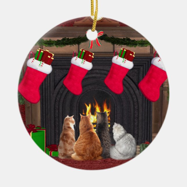 Jul kattunge julgransprydnad keramik (Framsidan)