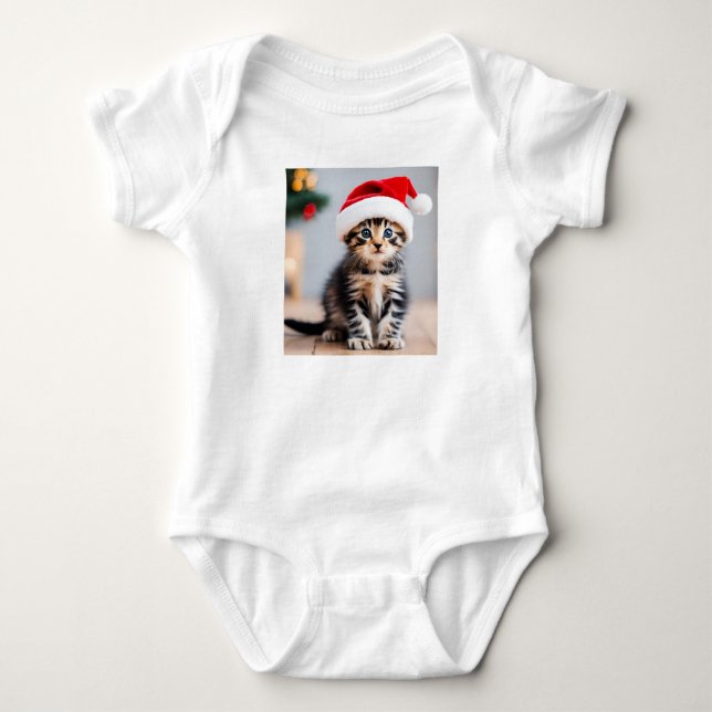Jul Kattunge med Santa Hat, Kitten T Shirt (Framsida)