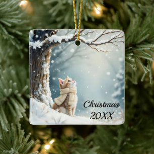 Jul Kattunge-Snöflingor Julgransprydnad Keramik