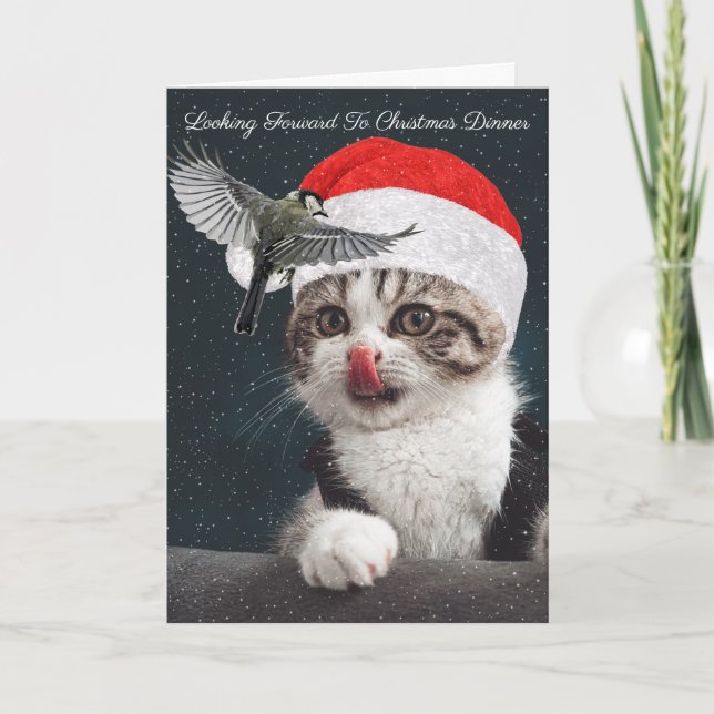 Jul Kattunge "Tittar fram till jul" Helgkort (Framsida)