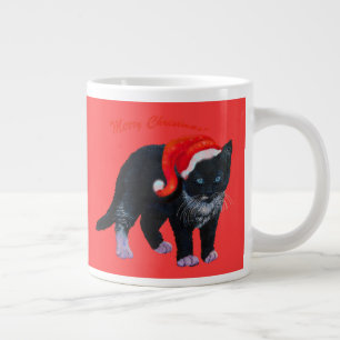 Jul kattunge Tuxedo på rött Jumbo Mugg