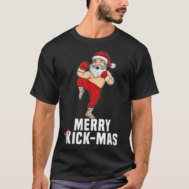 Jul Kickboxing Santa Merry Kickmas för Kickb T Shirt (Framsida)