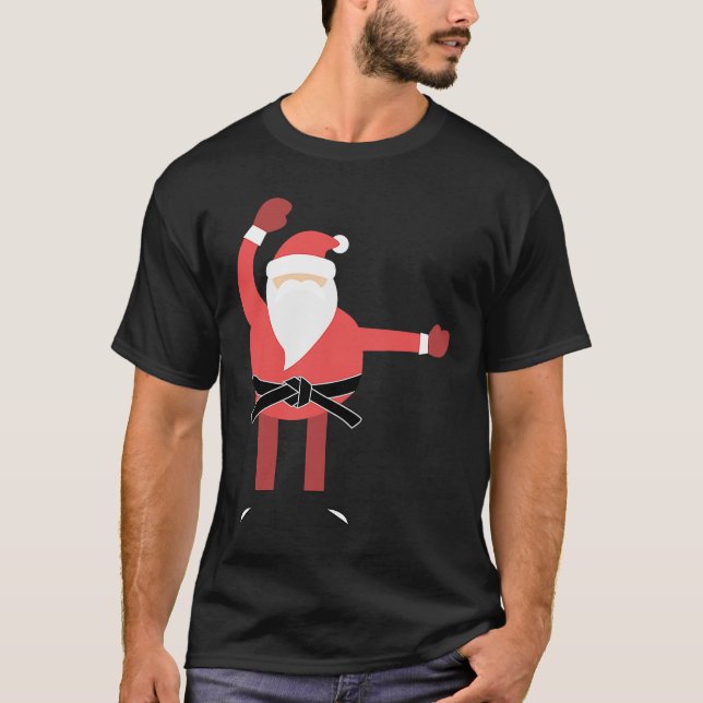 Jul Kickmas Merry Kick Mas Karate Santa Clau T Shirt (Framsida)