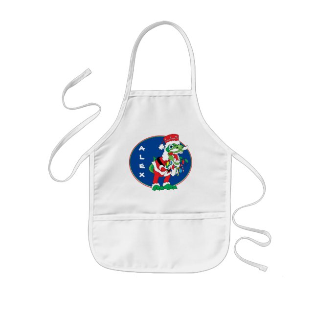 Jul Kids Apron TySANTAsaurus Rex/Ljus Barnförkläde (Framsidan)