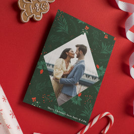 Jul Kiss Mistletoe Romantic Photo Diamond Julkort