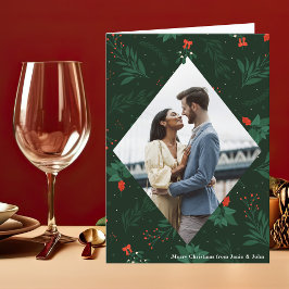 Jul Kiss Mistletoe Romantic Photo Foldad Helgkort