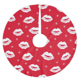 Jul Kiss Red White Patterned Julgransmatta Borstad Polyester