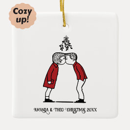 Jul Kiss Under Mistletoe Julgransprydnad Keramik