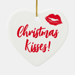 Jul Kisses Red and White Festive Julgransprydnad Keramik