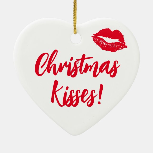 Jul Kisses Red and White Festive Julgransprydnad Keramik (Baksidan)