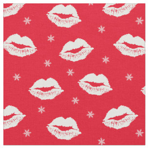 Jul Kisses Red and White Mönster Tyg