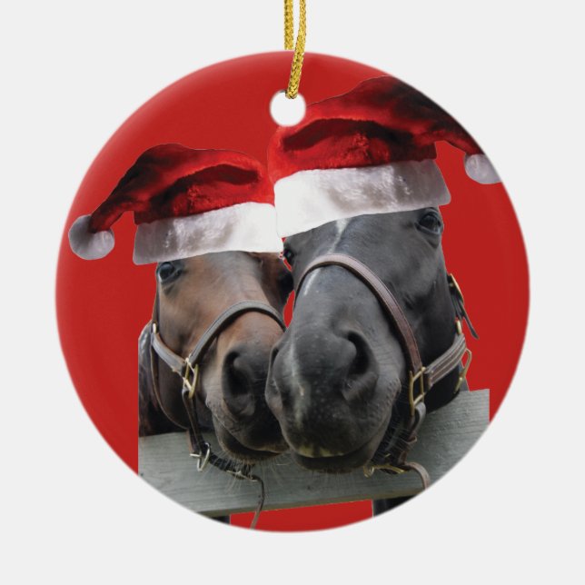 Jul Kissing Horses Julgransprydnad Keramik (Framsidan)