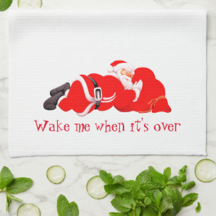 Jul Kitchen Towel Wake mig när jultomten kom Kökshandduk
