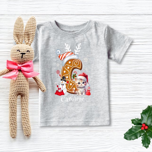 Jul Kitten Gingerbröd Namn Brev C Girl T Shirt (Skapare uppladdad)