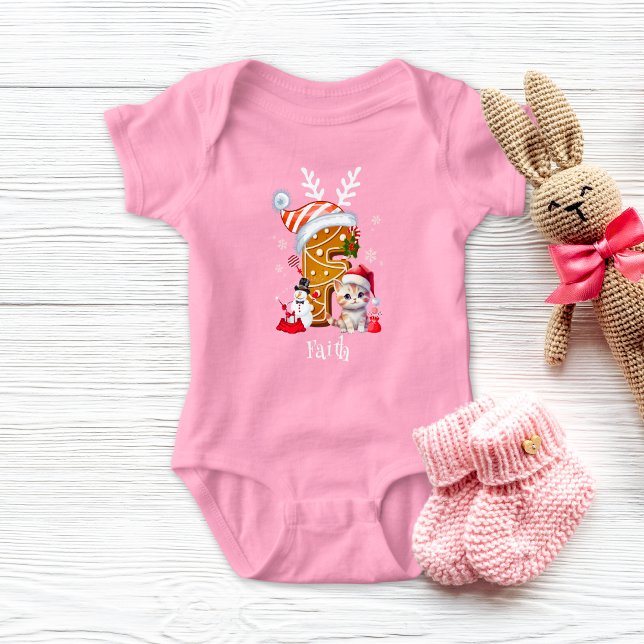 Jul Kitten Gingerbröd Namn Brev F Girl T Shirt (Skapare uppladdad)