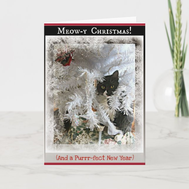 Jul Kitten Hälsning från Inside Träd Helgkort (Framsida)