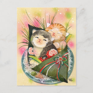 Jul Kitten Handroll sushi Helg Vykort