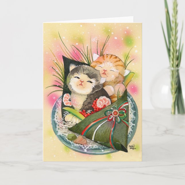 Jul Kitten Handroll sushi Helgkort (Framsida)