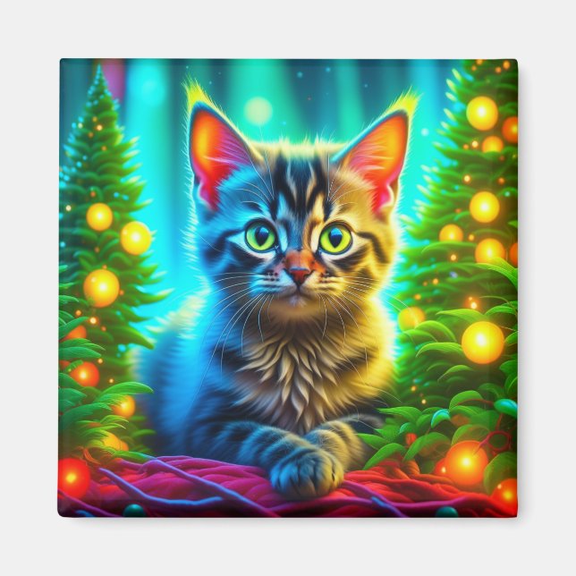 Jul Kitten och Julgranar Magnet (Framsidan)
