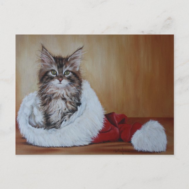 Jul Kitten Painting Postcard Helg Vykort (Framsida)