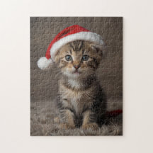 Jul Kitten Puzzle Cute Funny Helgdag Jigszawa