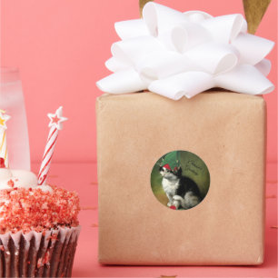 Jul Kitten - Säsongens hälsningar Runt Klistermärke