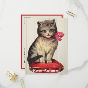 Jul Kitten Sitta, som bar ett rött strö Inbjudan Vykort