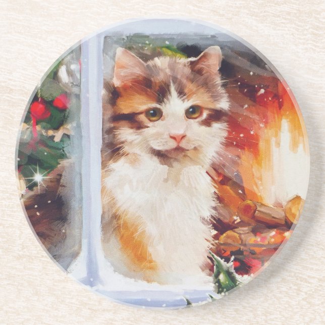 Jul Kitten Underlägg Sandsten (Framsidan)