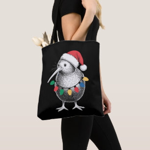 Jul Kiwi Fågel Tomte Hatt Ljus Holiday Xmas Tygkasse