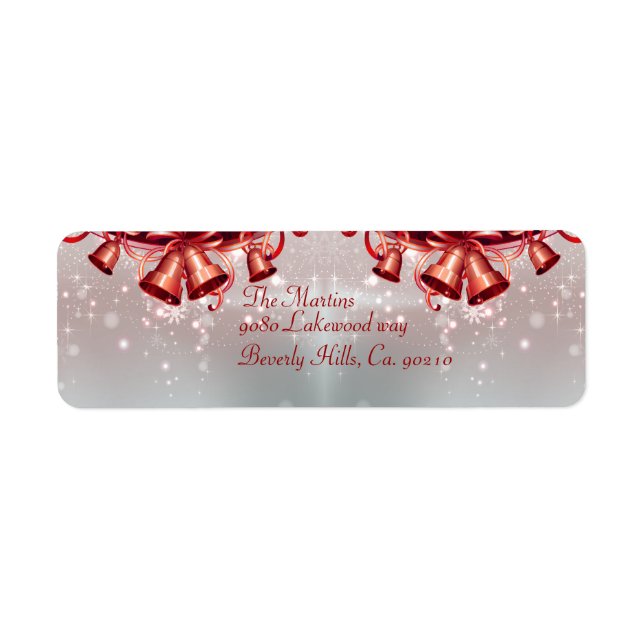 Jul Klockor i Röda & Silver Returadress Etikett (Framsidan)