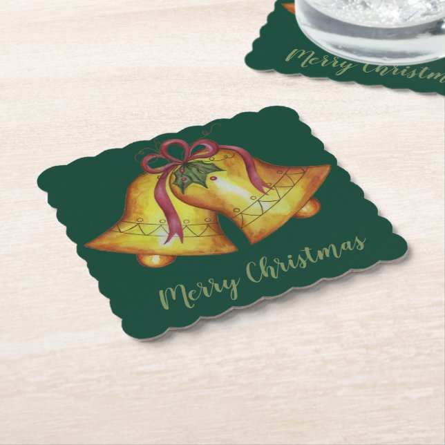 Jul Klockor Julfest Drink Coasters Underlägg Papper (Vinklad)