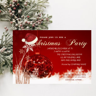 Jul Klumpa ihop sig, Santa Hatt, Företag julparty Inbjudningar