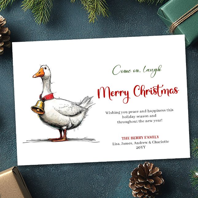 Jul Knäpp Anka Lekfull Humor Grattiskort Julkort (Christmas Quirky Goose Playful Humor Greeting Card)
