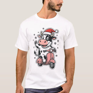 Jul Ko Ridning Rosa Skoter Vintage Vektor_1 T Shirt