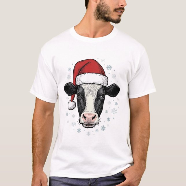 Jul Ko Santa Hatt Vintage Gårdsemd Jul Tröja (Framsida)