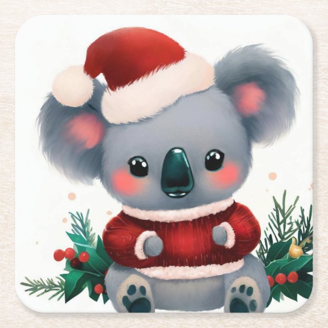 Jul Koala 3 Underlägg Papper Kvadrat (Framsidan)