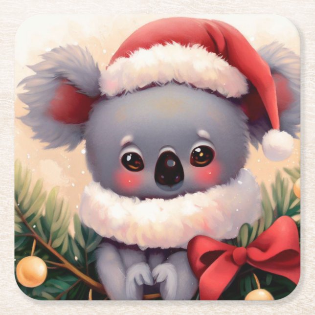 Jul Koala 4 Underlägg Papper Kvadrat (Framsidan)