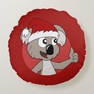 Jul Koala björn tecknad Round Pillow Rund Kudde