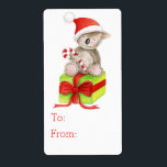 Jul Koala-konstpresentens märkre (till och från) Fraktsedel<br><div class="desc">Cute Koala bär en julhatt sitta på en gåva och har en julklapp på candy cane. Anpassade med ert eget namn. Ursprunglig koala är försedd med illustration som Sarah Trett målat i vattenfärger.</div>