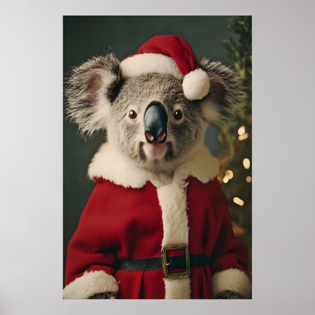 Jul Koala Konsttryck, Festivt Djur, Högtid Poster (Framsidan)