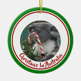 Jul Koala med Candy cane i Eucalyptus Träd Julgransprydnad Keramik