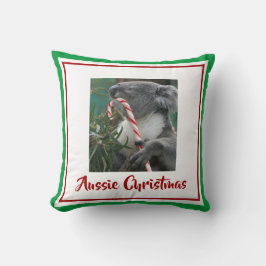 Jul Koala med Candy cane i Eucalyptus Träd Kudde